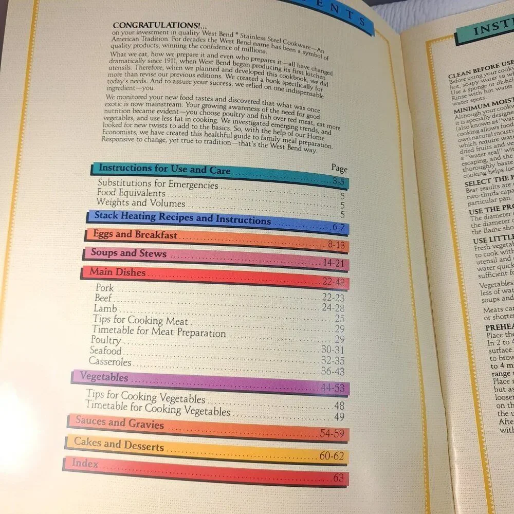 West Bend Cookbook & Instruction Guide‎ Cookware Recipes Book 1990 cook book
